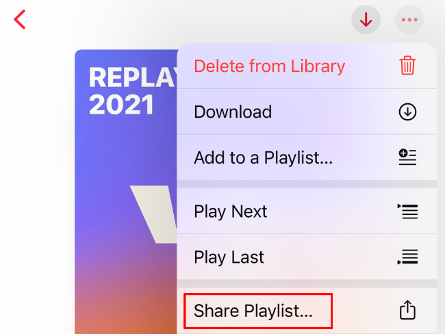 Sharing an Apple Music playlist on iPhone