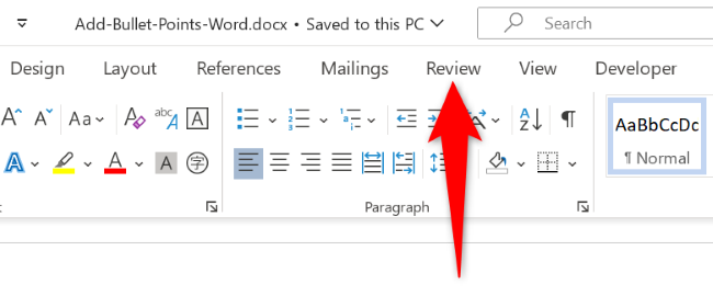 Вкладка «Рецензирование» в ленте Word