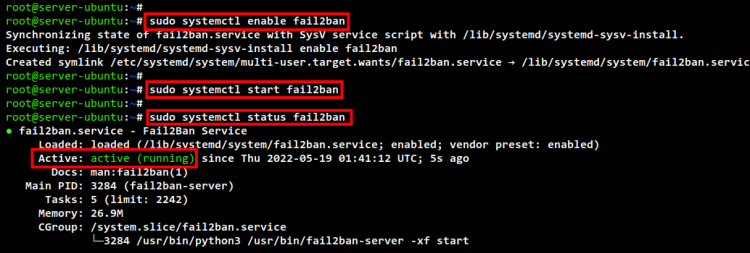 Скриншот конфигурации sshd в Fail2ban