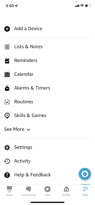 Select Routines in the Alexa App
