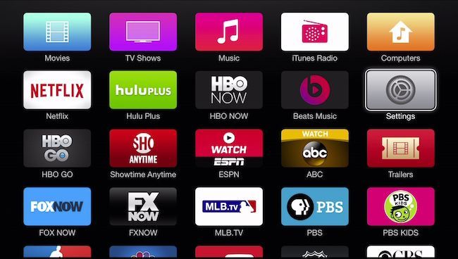 Главное меню Apple TV после завершения установки
