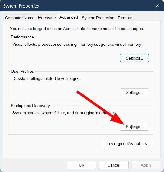 Параметры загрузки и восстановления в Windows