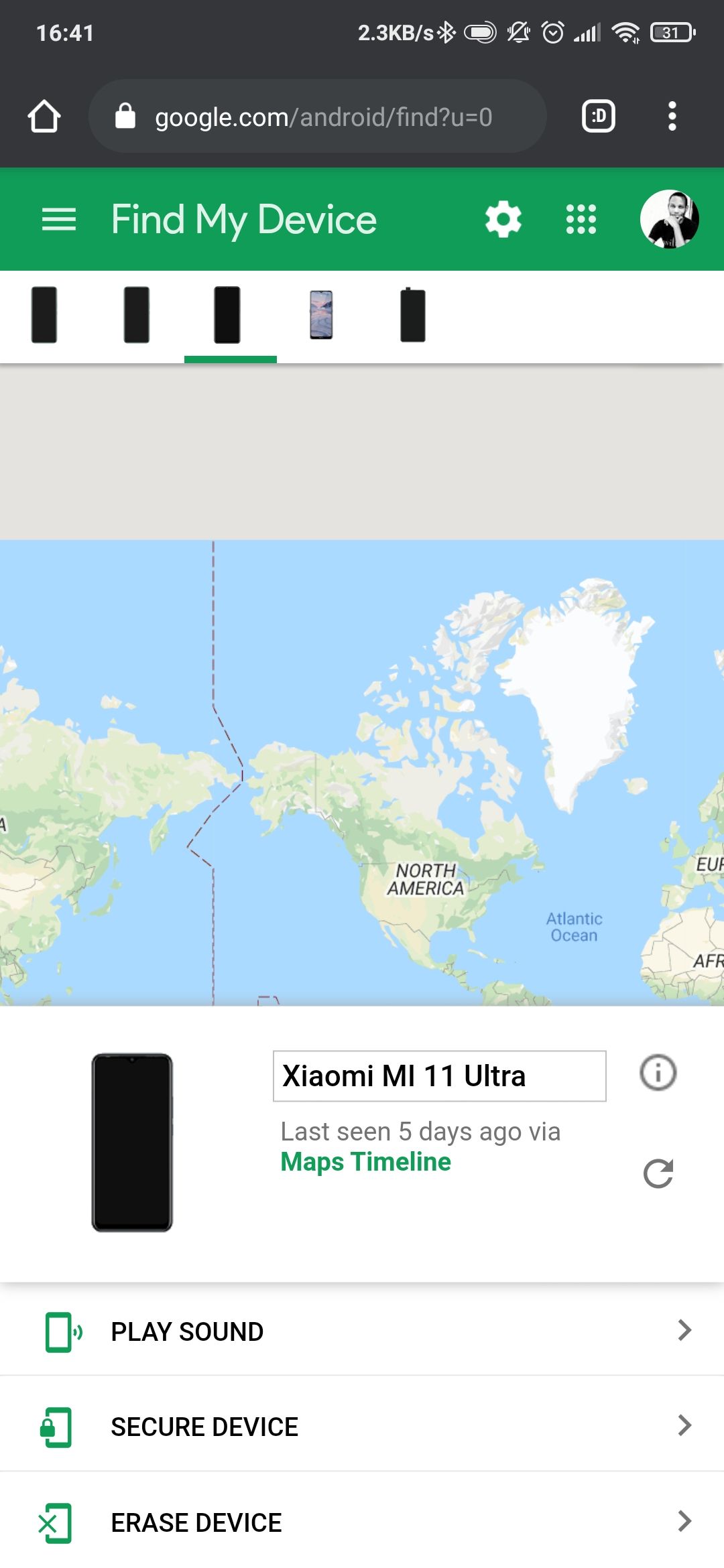Сервис «Найти устройство» в браузере