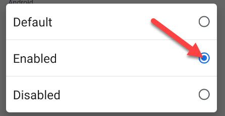 Выпадающее меню флага Web Feed с опцией Enabled