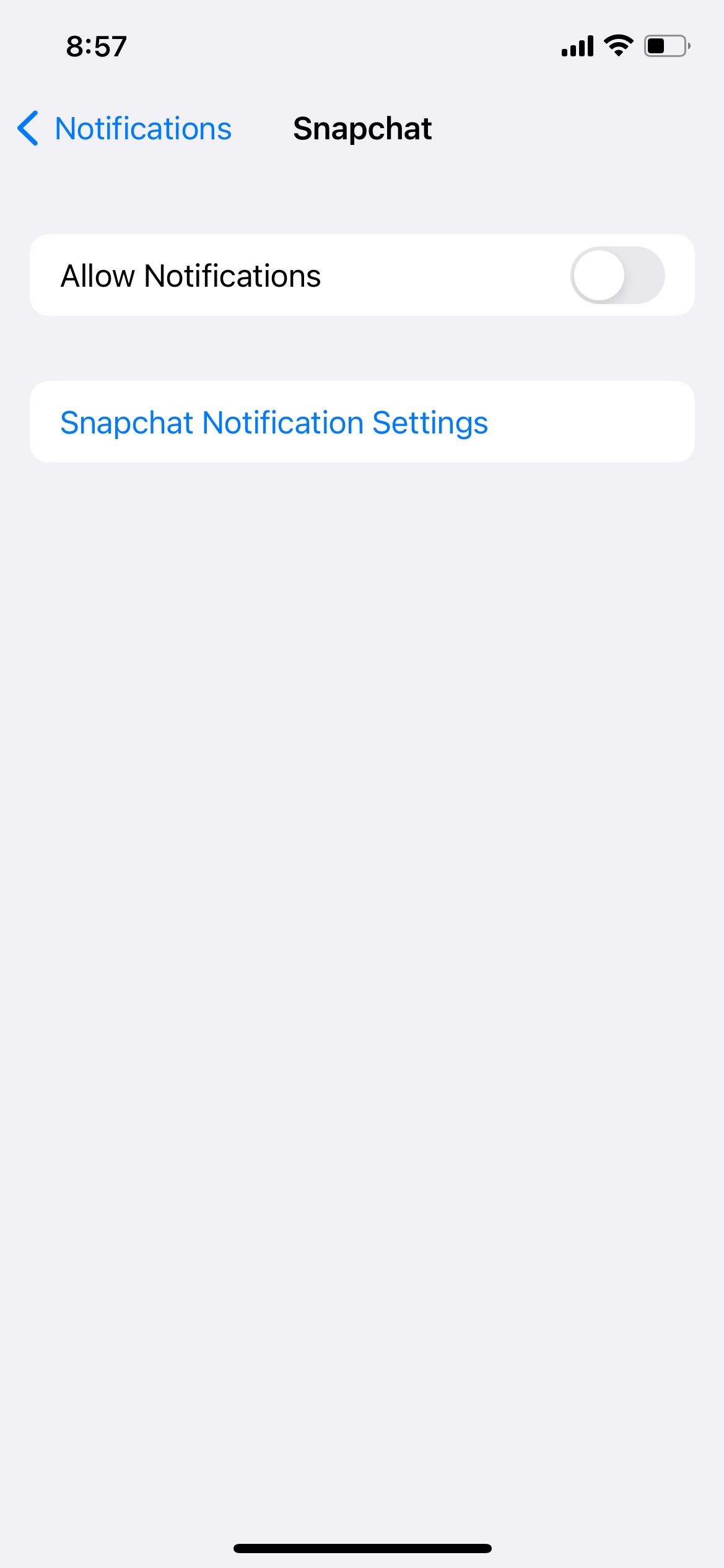 Disable Snapchat Notifications