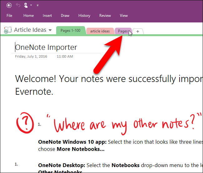 Приветственная заметка, добавленная в первый блокнот