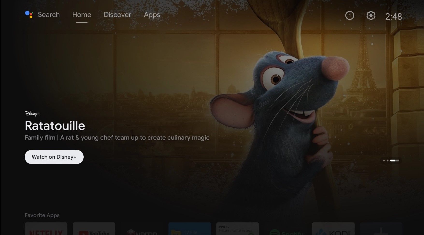 Главный экран Android TV
