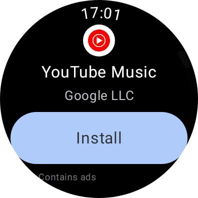 Приложение YouTube Music для Wear OS — экран приложения