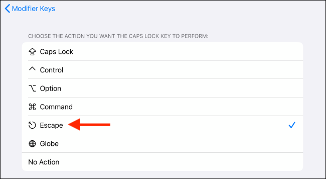 Выбор действия для клавиши