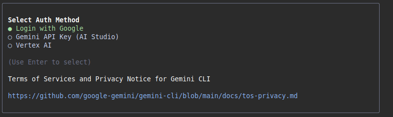 Authentication Of Gemini With Google Account