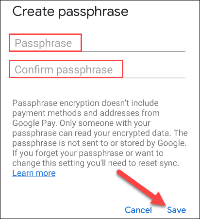 Введите фразу и сохраните