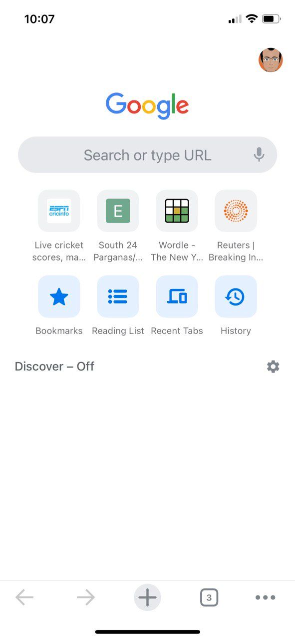 Chrome на iOS: плитки наиболее посещаемых сайтов под адресной строкой