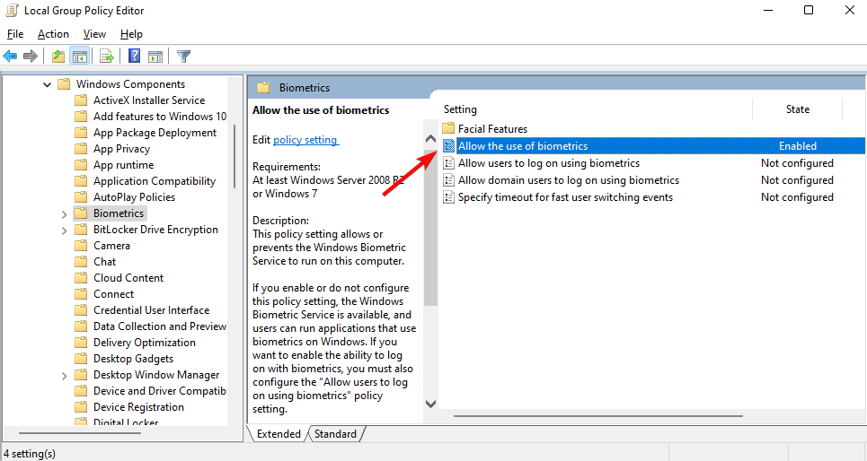 Политика разрешить использование биометрии