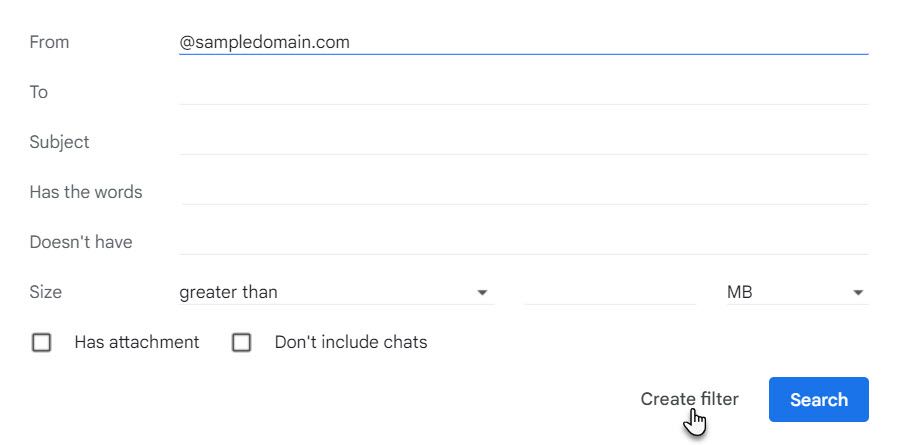 Создание фильтра для блокировки домена: ввод домена