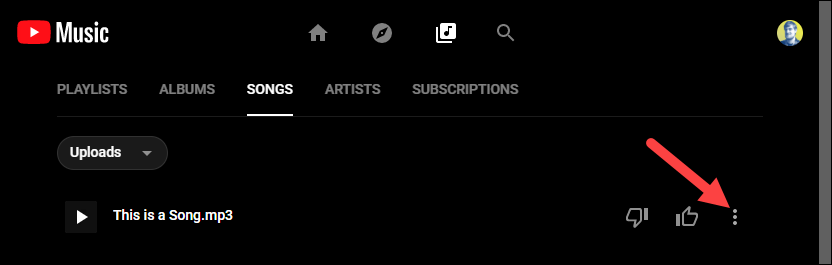 Трёхточечное меню песни в библиотеке (действия)