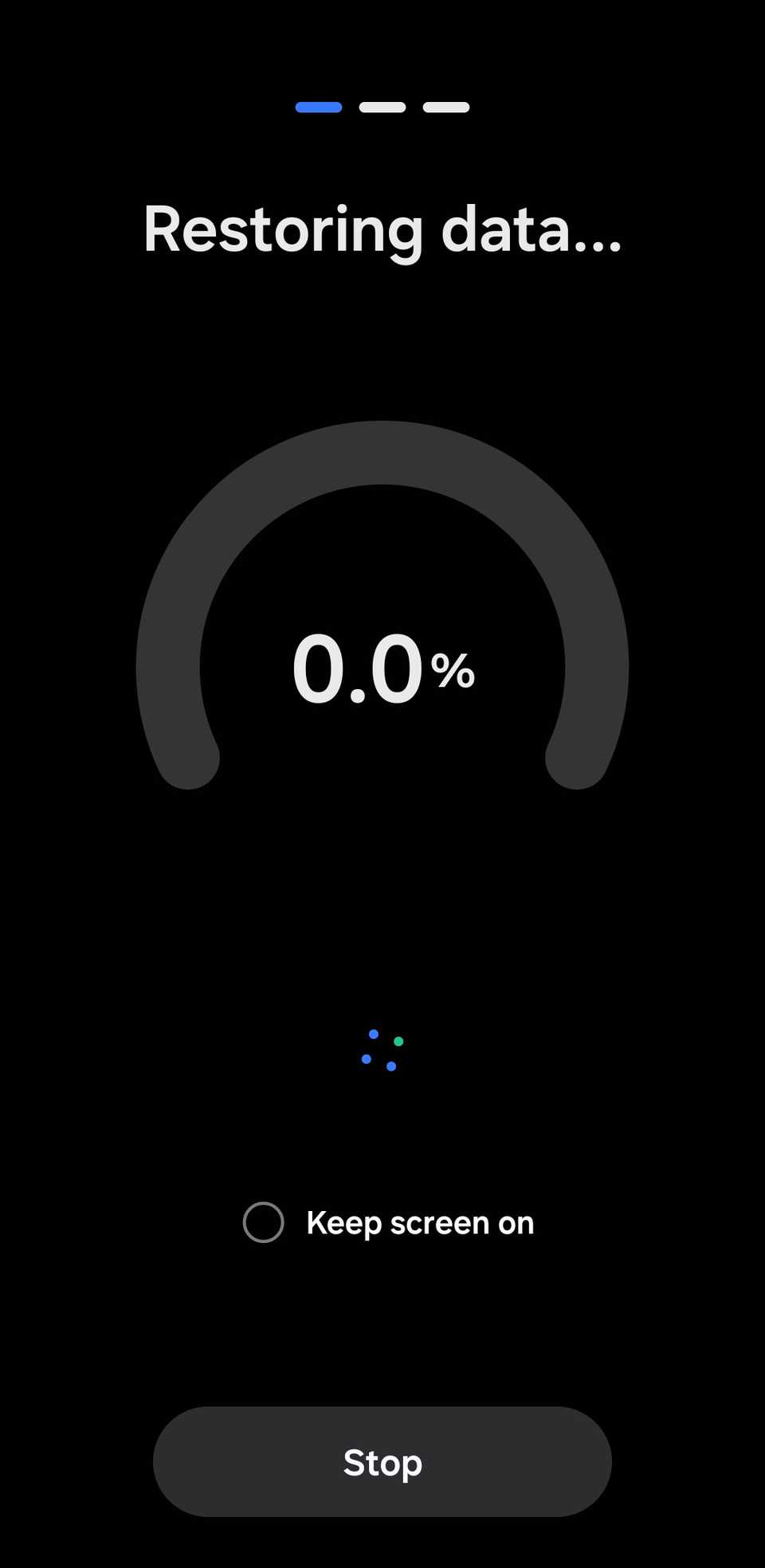 Экран восстановления резервной копии на телефоне Samsung.