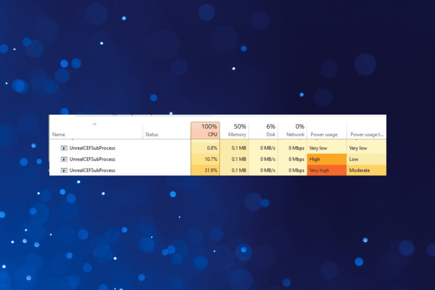 UnrealCEFSubProcess — высокая загрузка CPU и решения