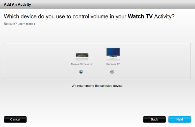 Выбор устройства для управления громкостью