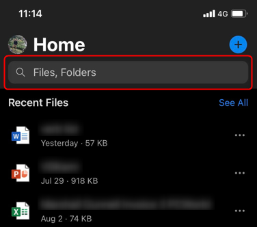Нажмите на строку поиска для быстрого поиска файла.