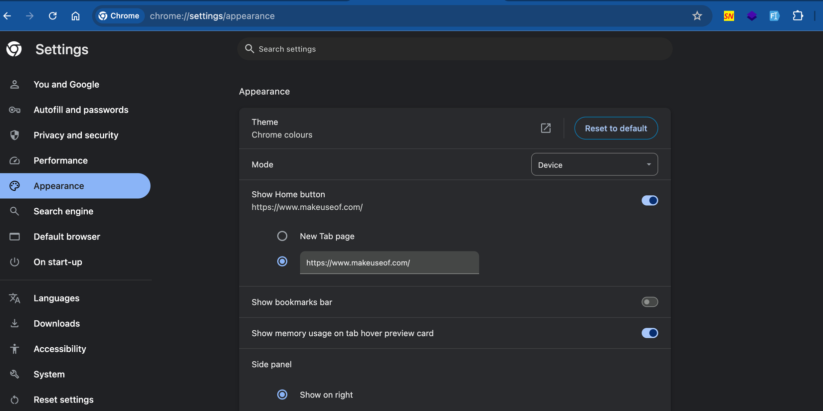 Настройка кнопки «Домой» в Chrome с указанным пользовательским URL