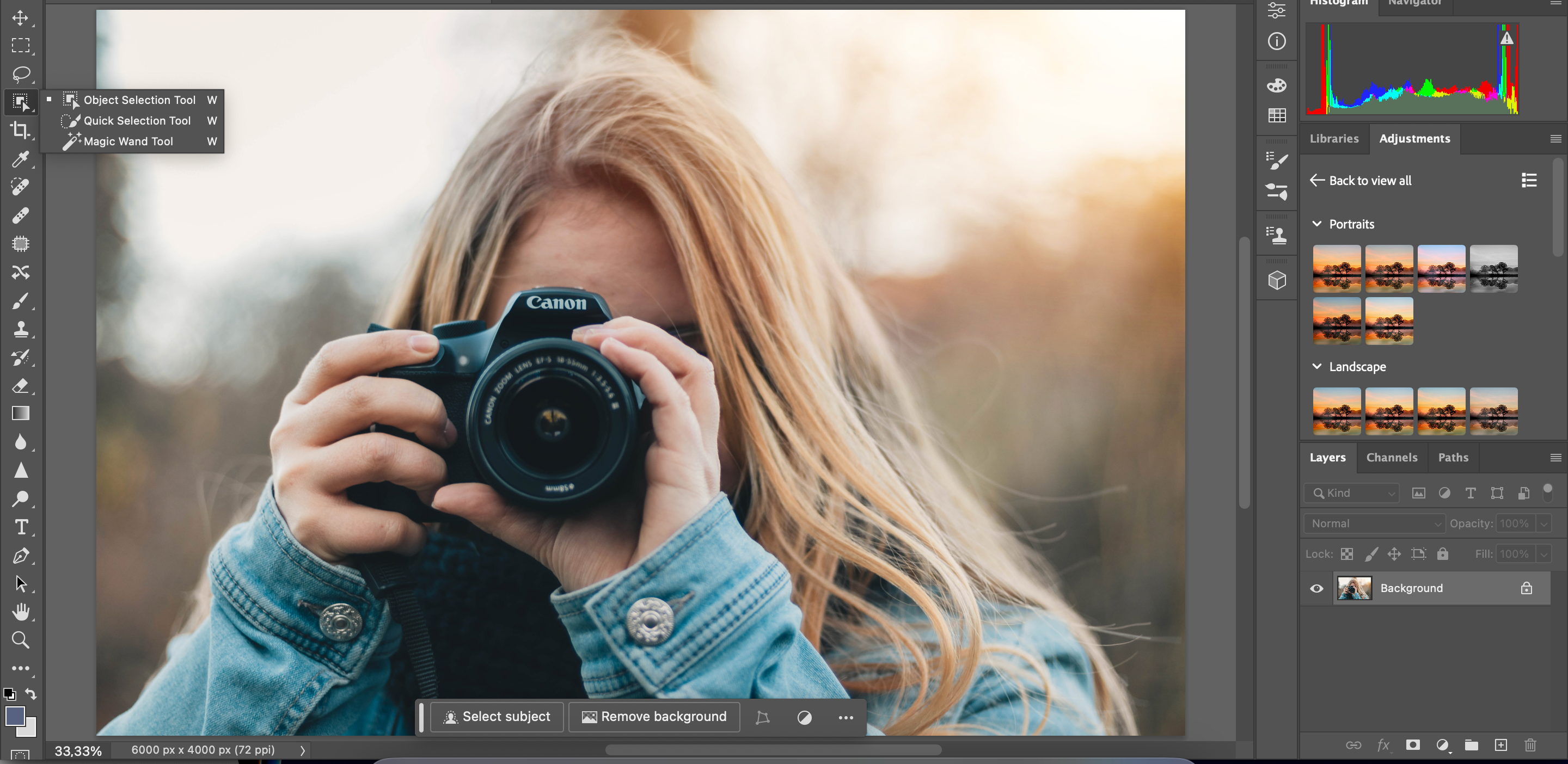 Choose the Object Select Tool in Photoshop