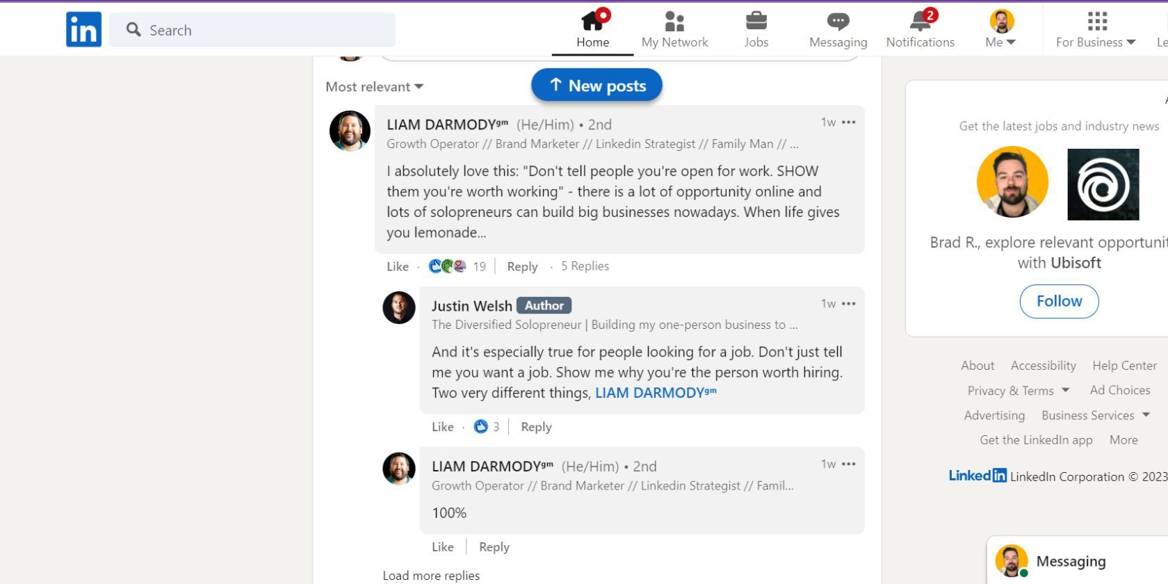 Комментарий к публикации в веб‑интерфейсе LinkedIn