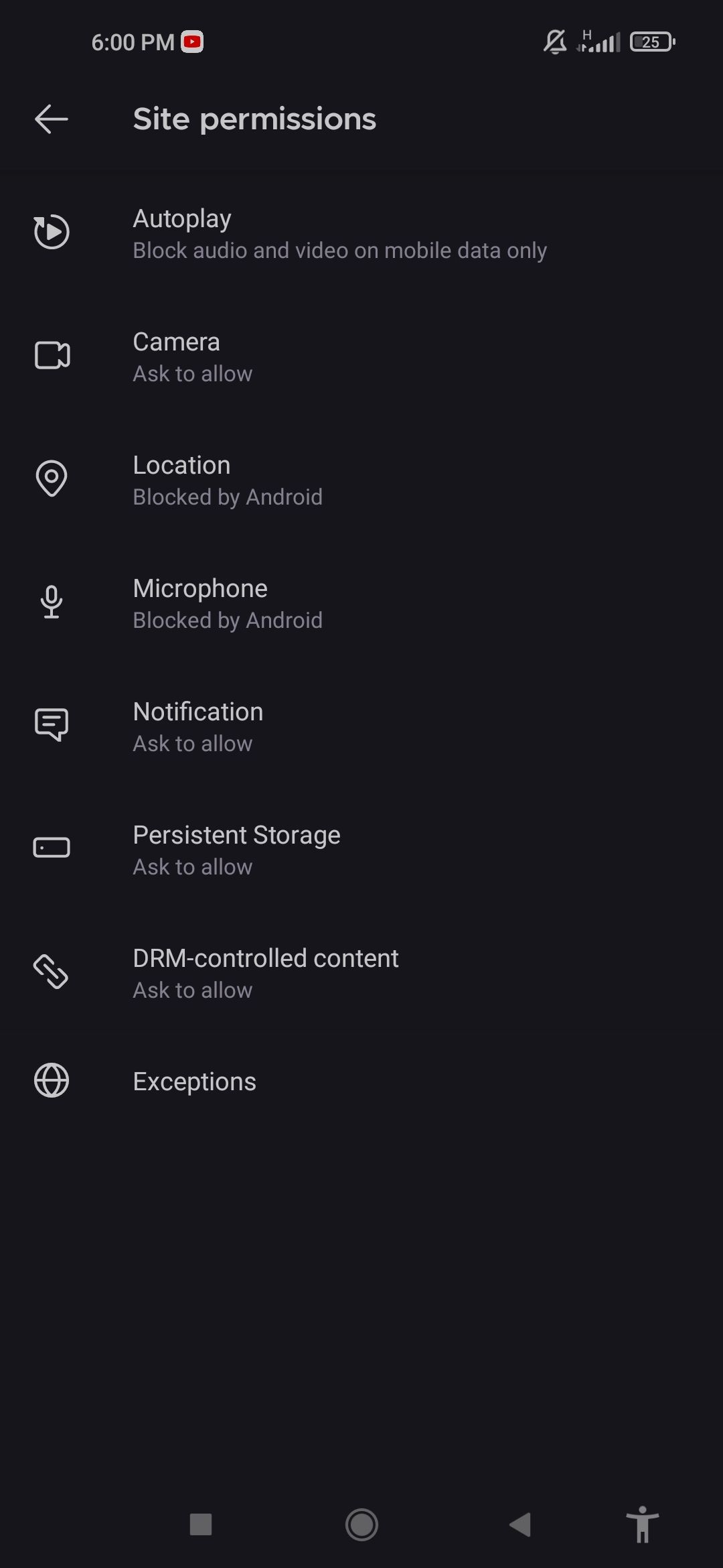 Настройка доступа к камере в Firefox для Android