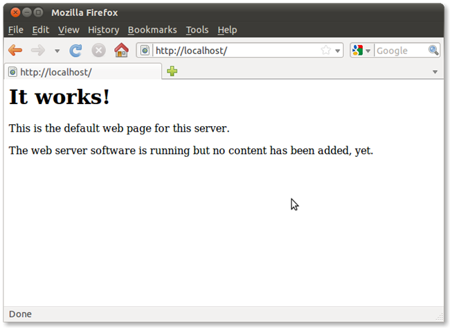 Страница тестирования Apache на localhost