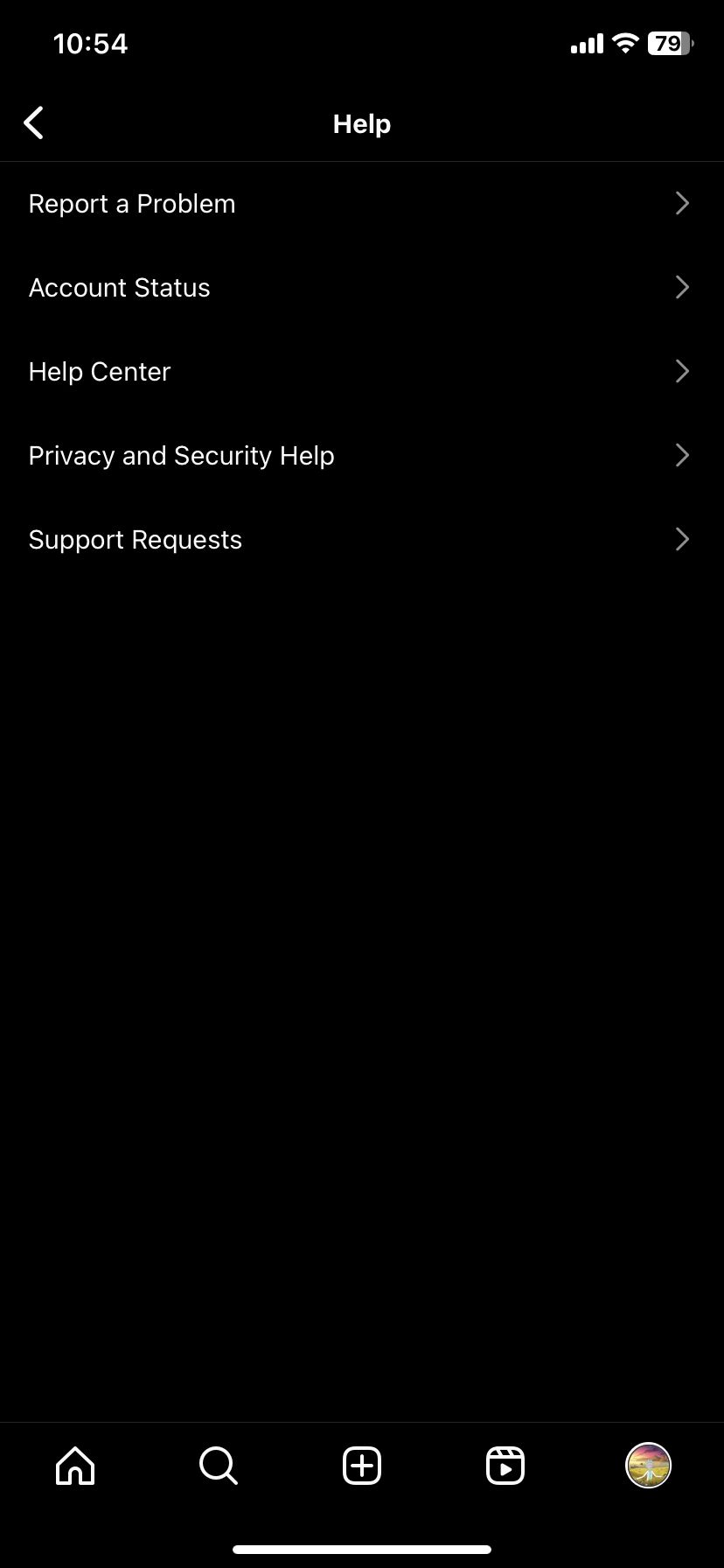 Страница справки Instagram