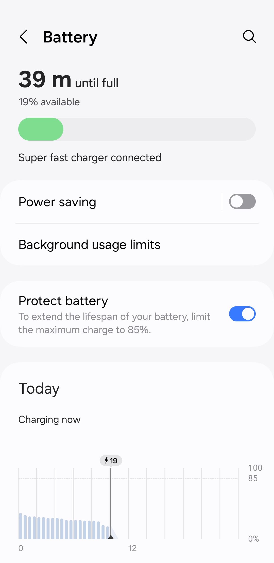 Параметры батареи в Android
