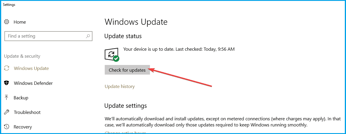 Windowsアップデートのチェック画面