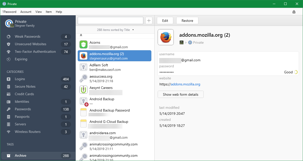 Архив менеджера паролей