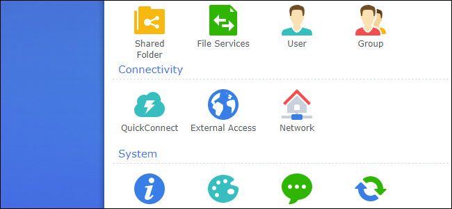 Панель управления Synology: QuickConnect и внешние параметры доступа.