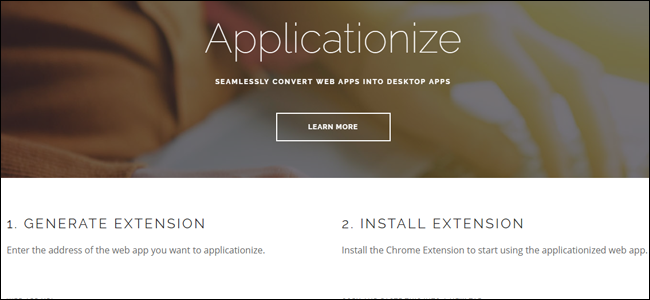 Скриншот сайта Applicationize.me с формой для ввода URL