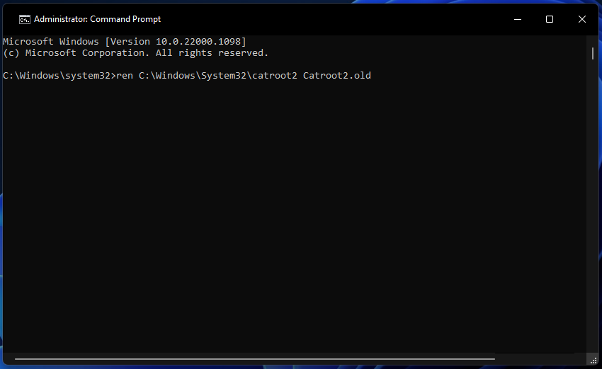 Команда переименования SoftwareDistribution