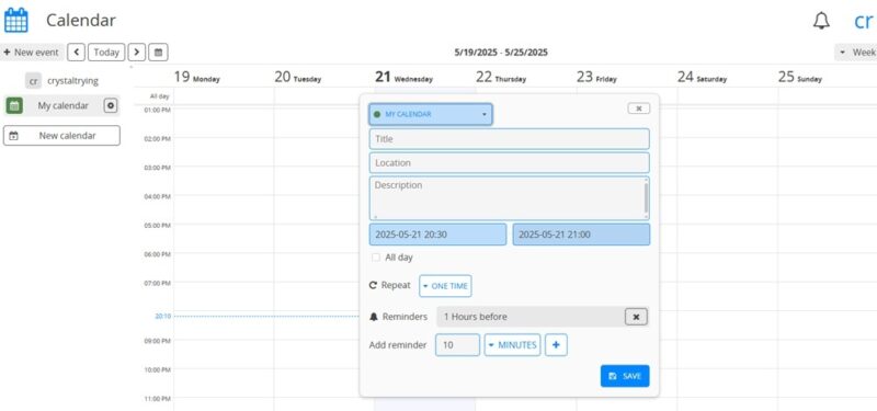 Adding an event to a calendar.