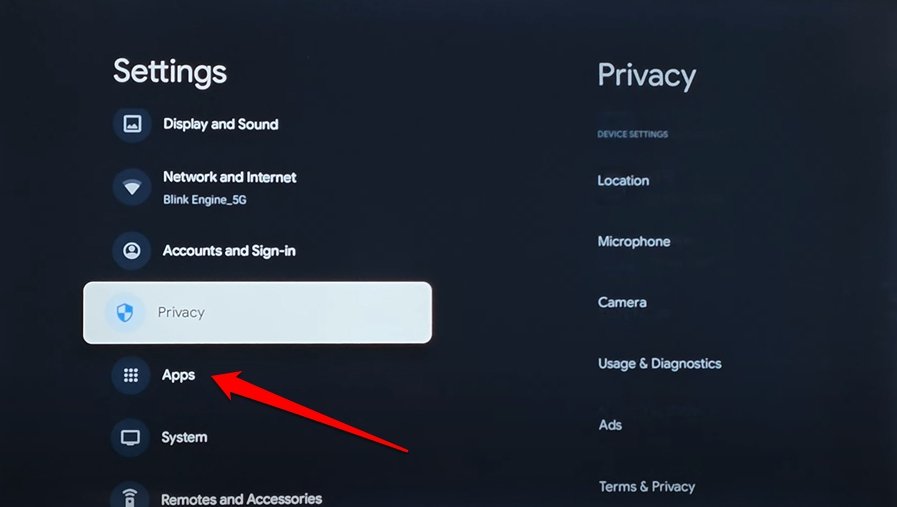 Раздел приложения в Android TV