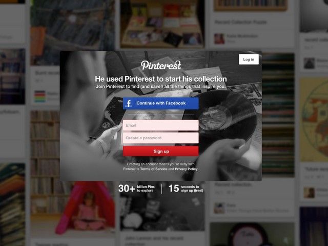 Главная страница Pinterest с лентой