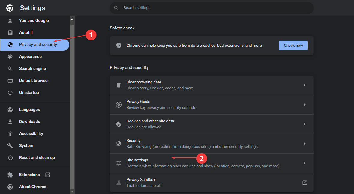 Окно настроек