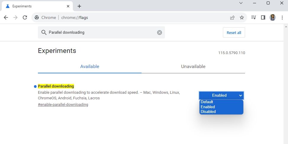 Опция Enabled в Chrome