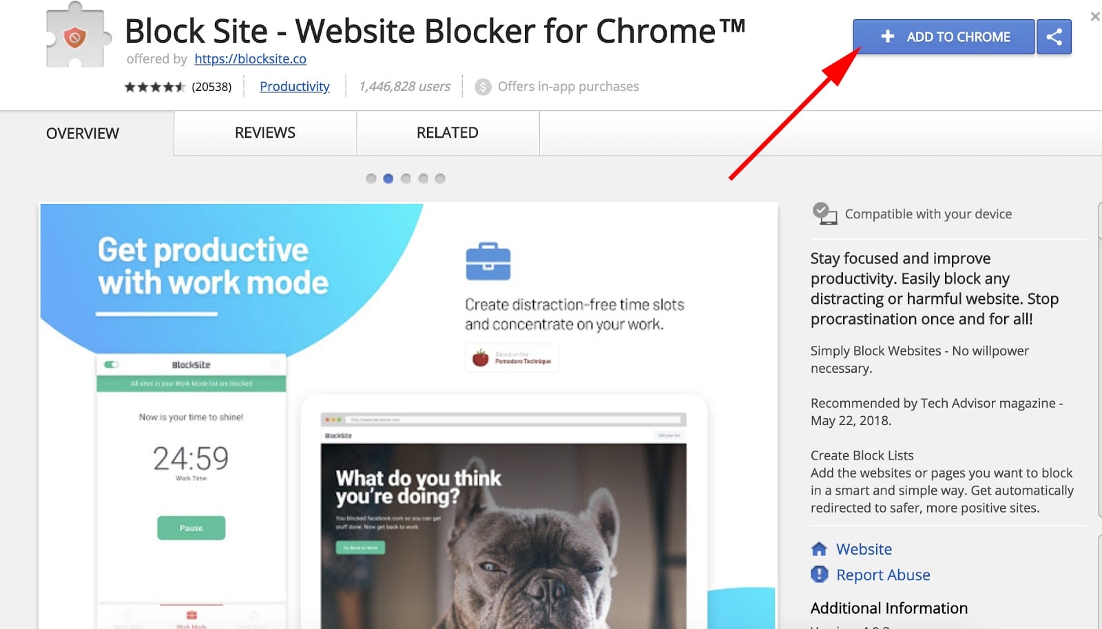 Кнопка Add to Chrome в Chrome Web Store