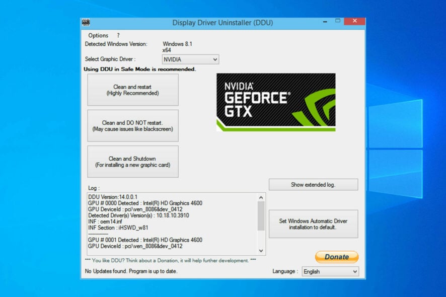 DDU — удаление драйверов NVIDIA/AMD/Intel