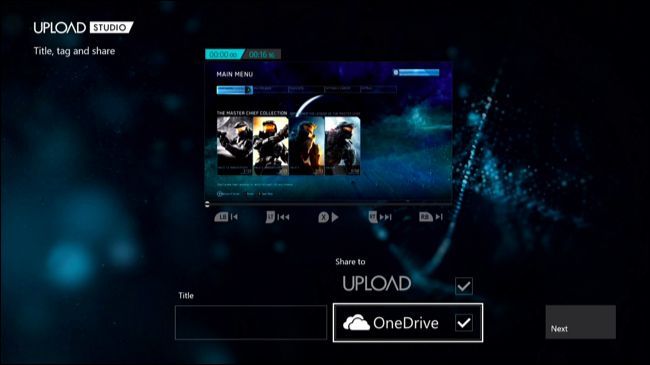 Опция загрузки клипа в OneDrive из Upload Studio