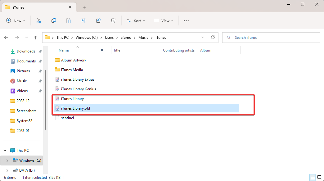 iTunes создаёт новую библиотеку при запуске