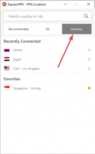 Избранные и последние подключения