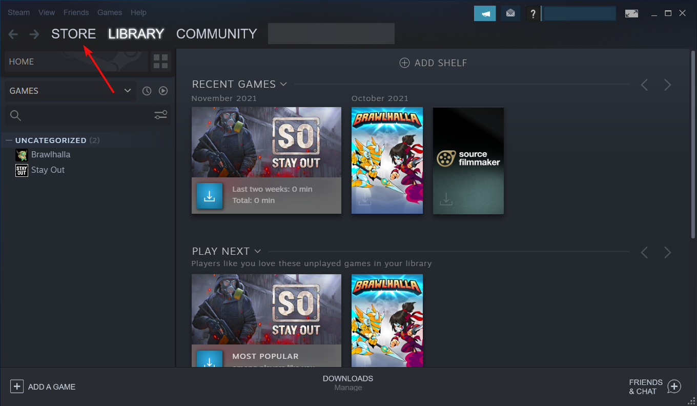 Поиск игры в магазине Steam в клиенте