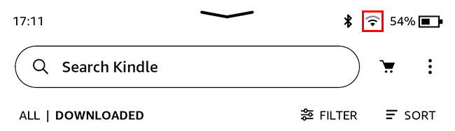 Значок Wi‑Fi в правом верхнем углу показывает подключение к сети