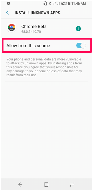 Разрешить установку из этого источника