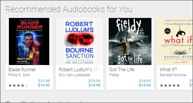 Рекомендации аудиокниг в Google Play