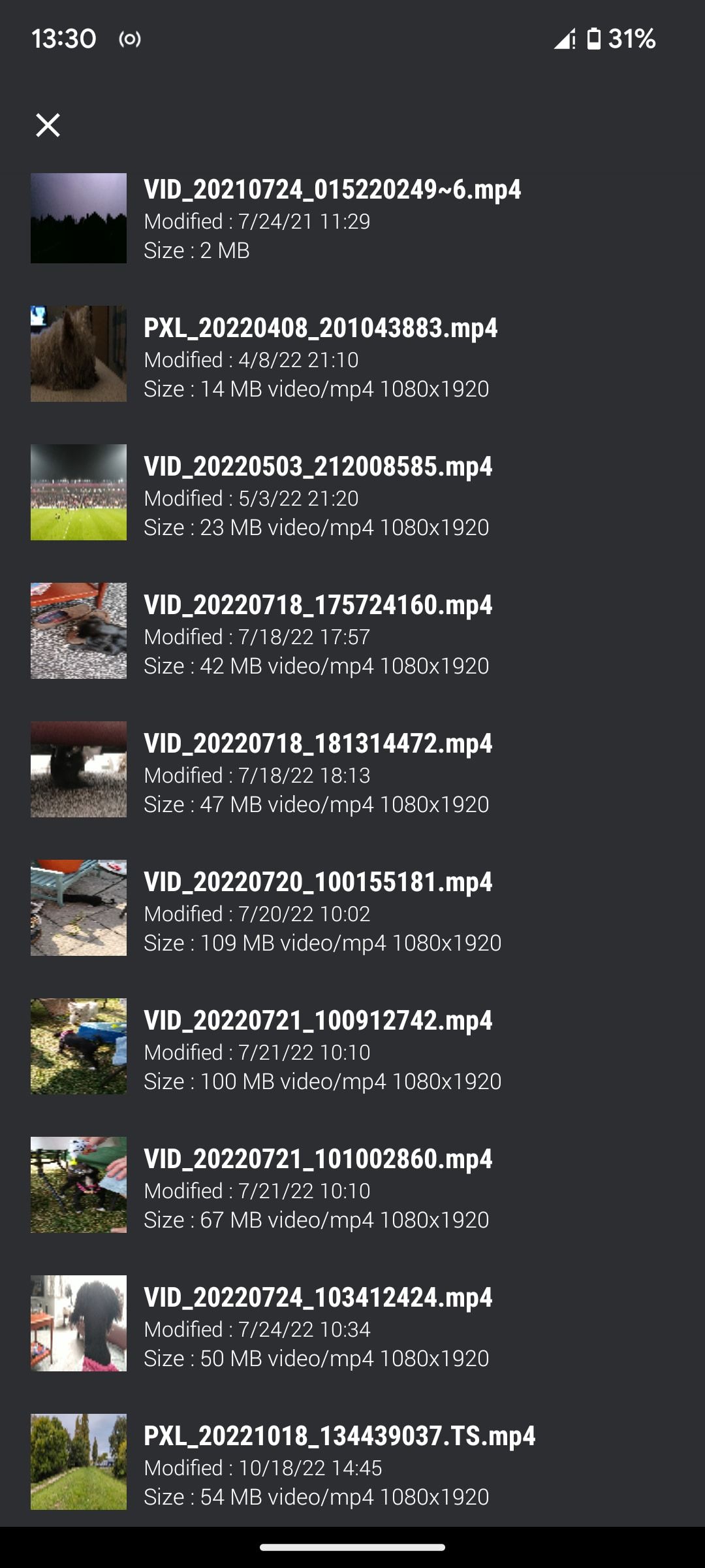 Список видео в GSE Smart IPTV с превью и метаданными